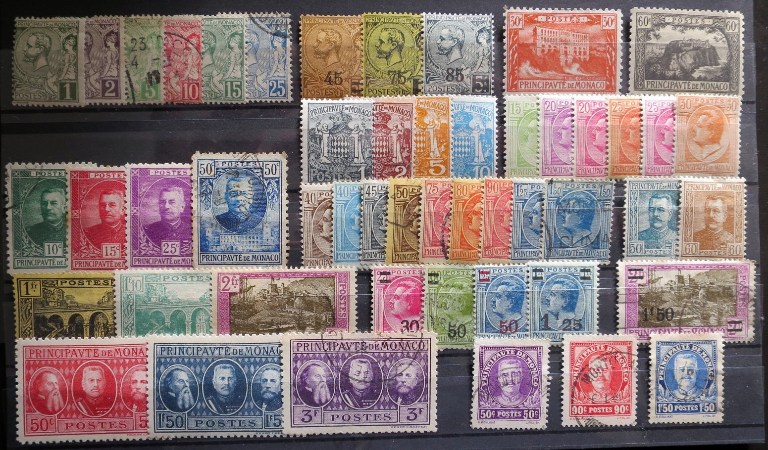 Monaco - century old lot of 50 classics stamps, MNH/MH/U, at bargain cost