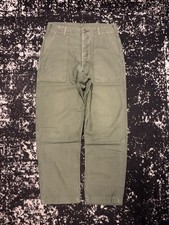 Vintage 1970s US Military OG-107 Fatigue Pants Olive Drab Cotton Sateen 30x27