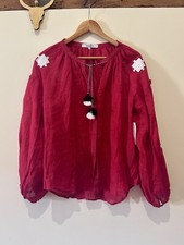 March11 Linen Embroidered Blouse Top Size Medium Red BNWT Ukraine Vyshyvanka