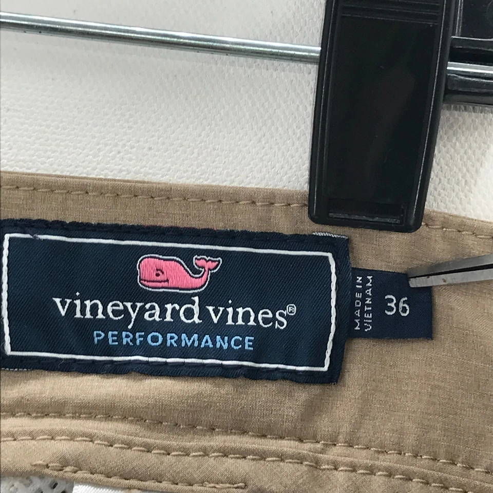 Pantalones Cortos Vineyard Vines Para Hombres 36 Caqui Marrón Pantalones Rompedores Bolsillos de Golf Informales Hombres Foto 3 de 4