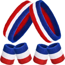 6 Pcs Neon Sweatbands Set for Men Women 80S Tennis Striped Headband Sports Wrist