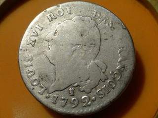 LOUIS XVI 30 SOLS AU GENIE (ARGENT) 1792 I (LIMOGES) RARE & QUALITE TB !