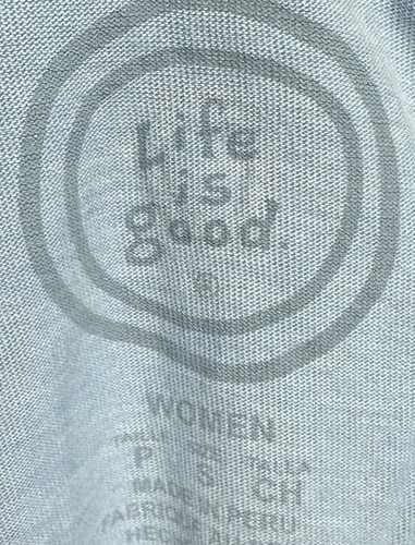 BRAND NEW LIFE IS GOOD SKIING LONG SLEEVE SHIRT WOMENS SIZE S BLUE SKI POLES - Picture 4 of 4