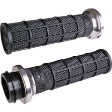 ODI Cable Throttle Lock-On Grip - Black/ Silver Motorcycle Street Bike 0630-2863