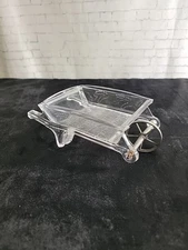 EAPG Dalzell Clear Glass  Good Luck Wheelbarrow Open Salt w/Pewter Wheel C. 1882
