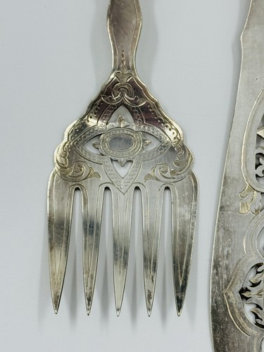 Antique English Silver Set Of Fishing Fork and K.... - Picture 13 of 23