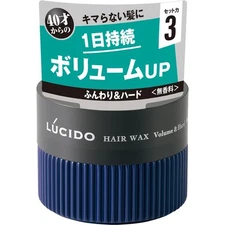 mandom LUCIDO Hair Wax Volume & Hard 80g Fragrance & Colorant-Free Paraben-Free