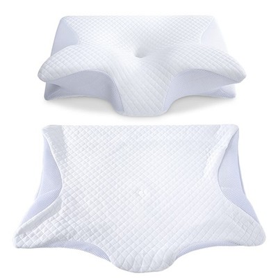 HOMCA Memory Foam Cervical Pillow Cover - Hypoallergenic Standard, White 