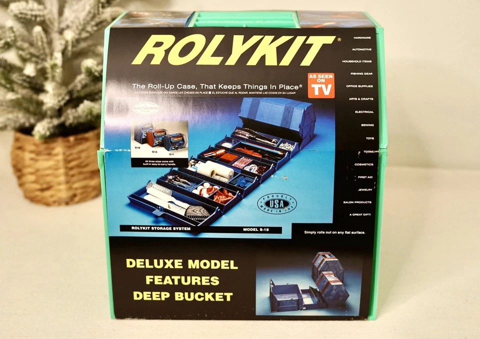 Vintage Rolykit Storage System S-18 Fishing Tackle Sewing Craft Supply Box Green - Image 2 of 4
