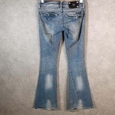 Vintage Miss Me Bootcut Flared Y2K Jeans Womens W25 Blue Embroidered