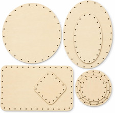 round and Oval Wooden Basket Bases   7 Piece Set with Pre-Drilled Holes for DIY