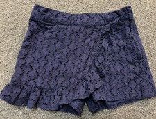 Janie and Jack Dark Blue Eyelet Skort, Side Zip, Size 8 Girls