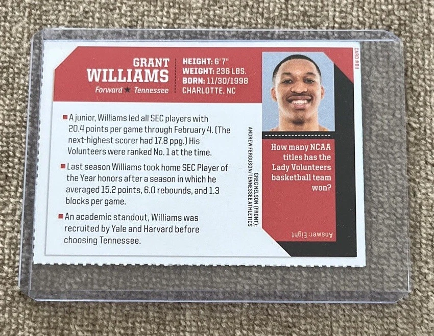 GRANT WILLIAMS ROOKIE 2019 Sports Illustrated for Kids Si Tenn Boston Celtics NM - Image 2 of 2