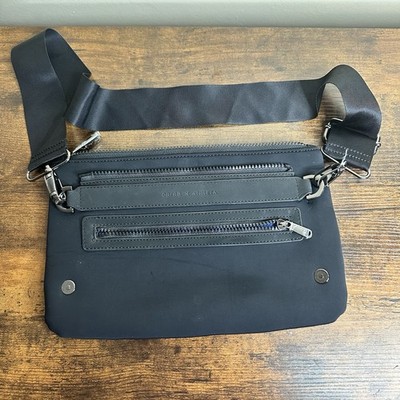 Caraa xAthleta black neoprene sling fanny pack belt bag zipper pockets+adj strap