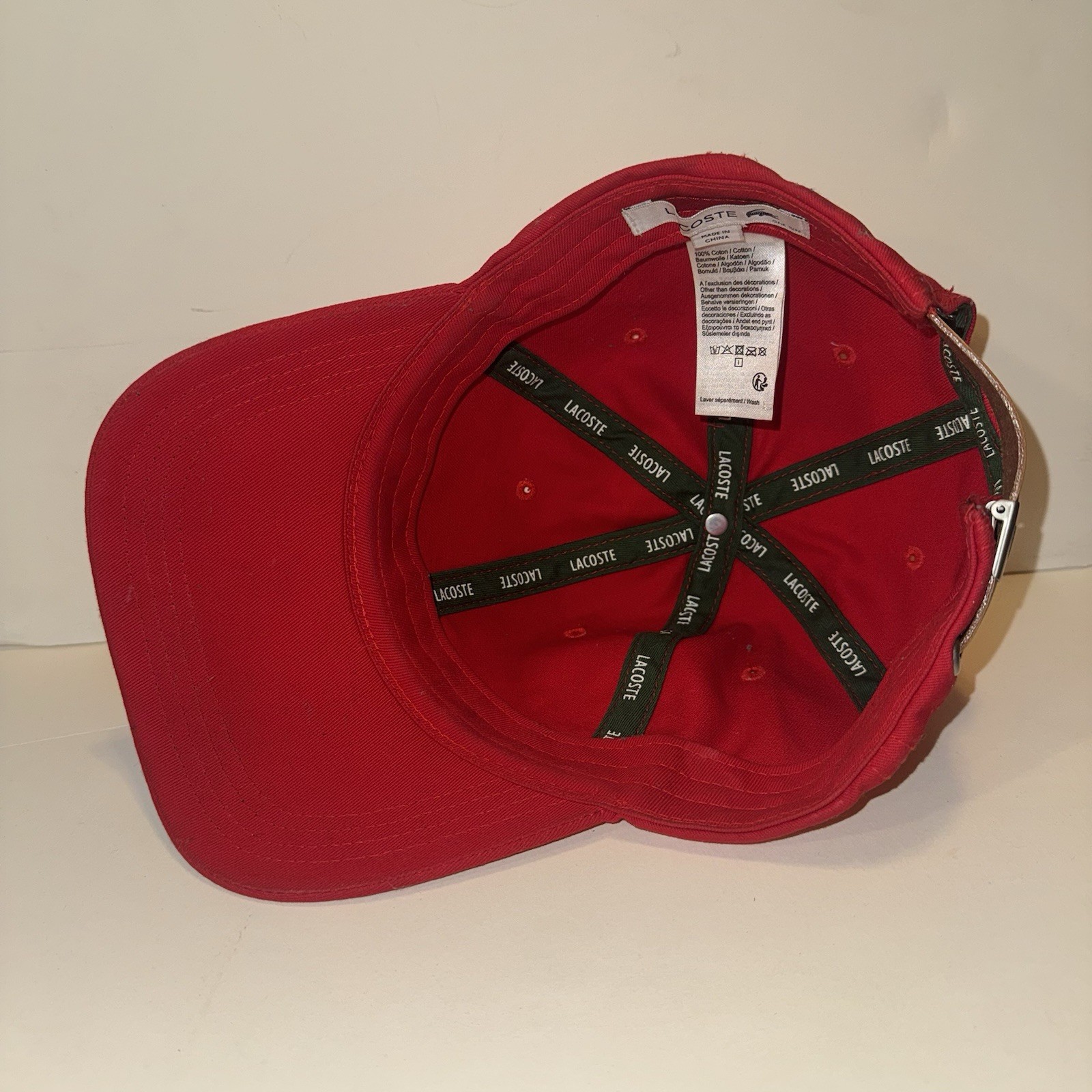 Lacoste Baseball Cap Red Men Solid Pattern Adjust… - image 4