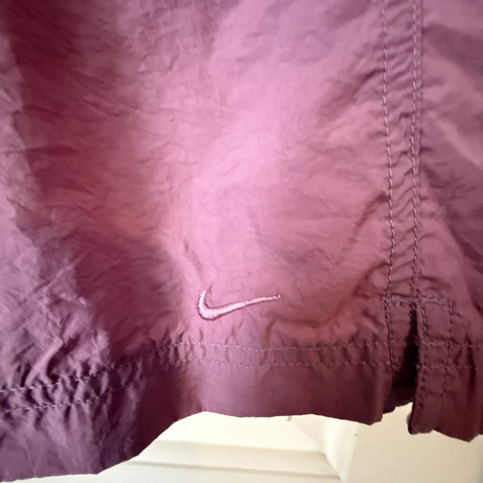 VTG Nike XL Nylon Running Mini Swoosh Shorts Mauve Y2K Silver Tag Embroidered - Image 3 of 4