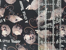 100 Cotton Woven Novelty Fabric Opossum Little Trashy By The 1/4 Yard 9x56