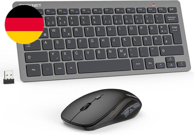 TECKNET Kabelloses Tastatur Maus Set, Deutsch QWERTZ Layout, 2.4 Ghz Funk Mini T