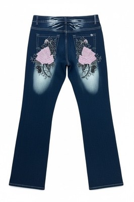 Damen Jeans Übergrößen 42-50+ Bootcut mit auffälliger Waschung & Glitzer-Motiv h