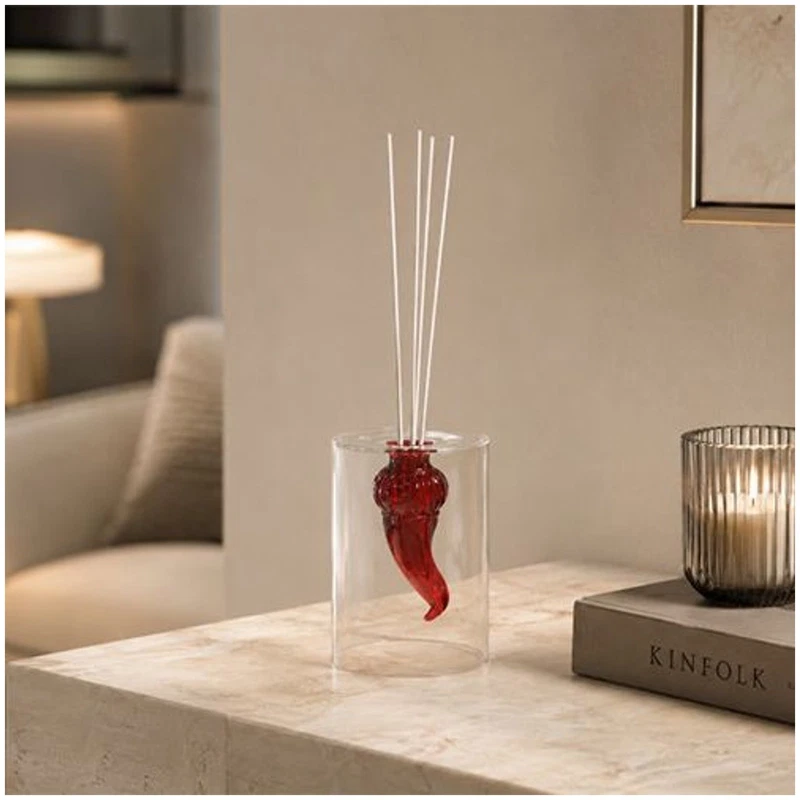 Diffusore di Fragranza Corno Rosso Portafortuna BRANDANI Vetro Bastoncini 60 ml, fotografia 2 di 9