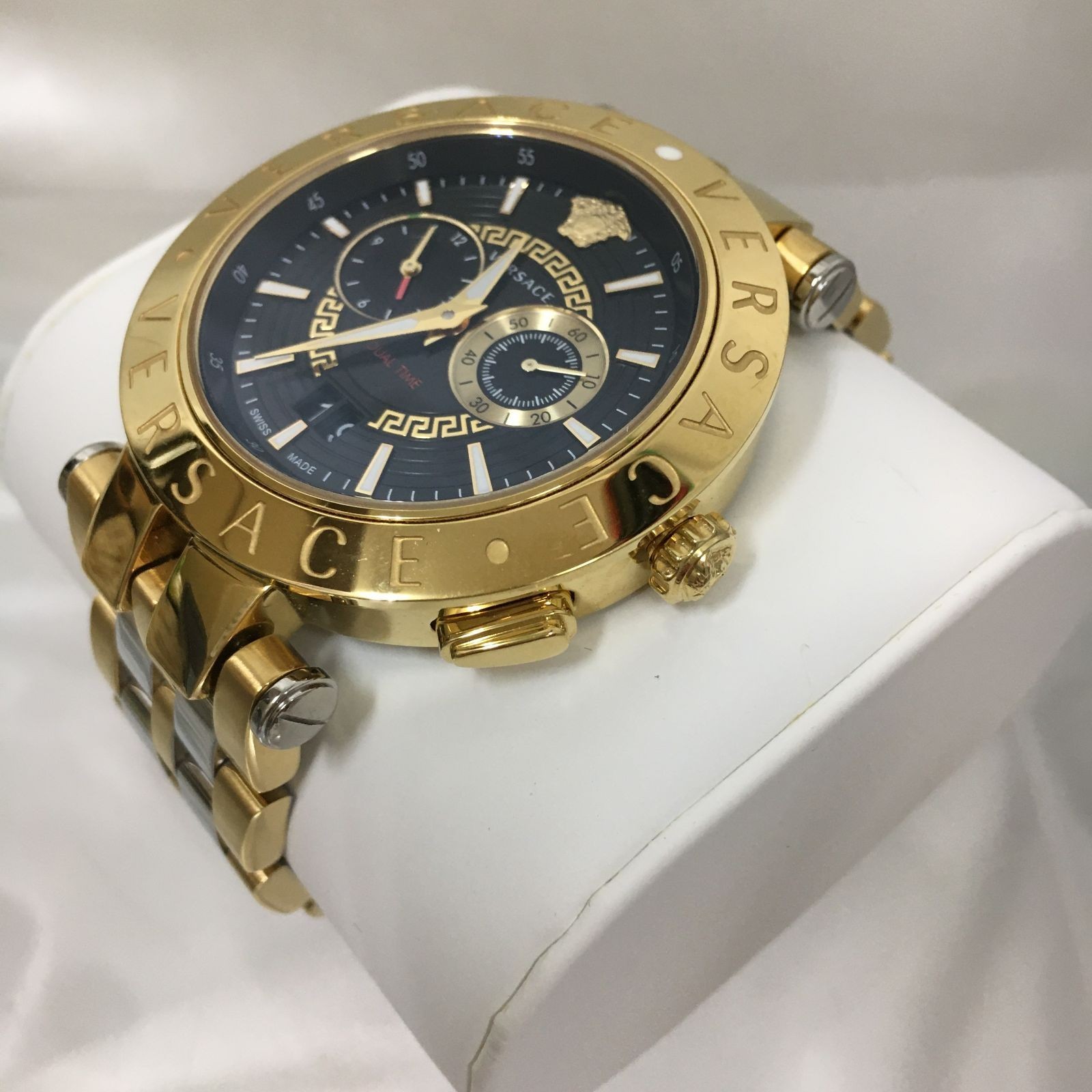 Versace V-Race Dual Time Watch VEBV00519 Black Dial Used with Extra Band From Ja thumbnail 5