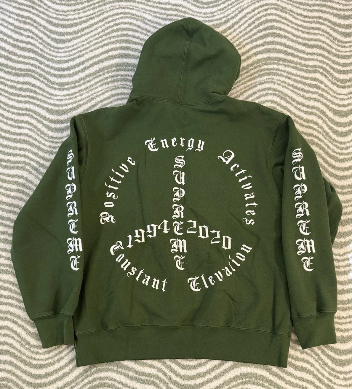 Sweat shirt à capuche Supreme Peace vert large FW20 RARE HTF