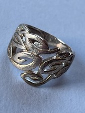 Wide 925 Marked Silver Abstract Leaves Cut-Out Band Ring Size 8 - 5/8th  s inches