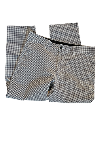 White Houndstooth Flooded Pants 