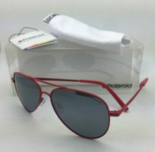Kids POLAROID Sunglasses PLD 8015/N 39Y JB 52-12 Red Aviator w/ Silver Mirror