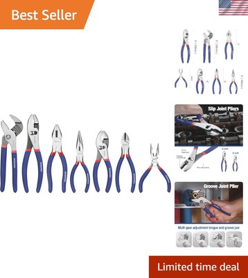 Versatile 7-Piece Pliers Tool Set with Slip Joint, Groove, and Long Nose Pliers