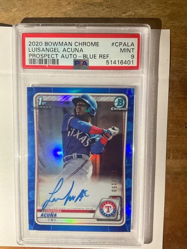 2020 BOWMAN CHROME LUISANGEL ACUNA 1ST AUTO /150 CPALA METS RANGERS BLUE PSA 9