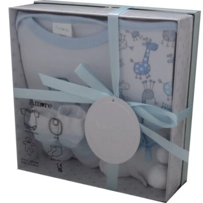 KRIS X KIDS NEUGEBORENES BABY JUNGEN GESCHENKSET VERPACKT BLAU LAYETTE KLEIDUNG & TEDDY JUNGEN 0-3 MONATE