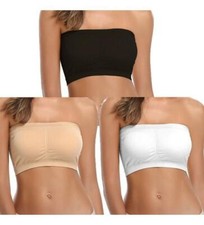 Bandeau Bra Strapless Seamless Padded with Removable Padding Women/Ladies BRA UK
