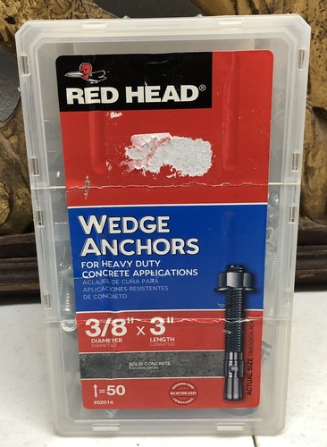 RED HEAD 3/8β X 3β Wedge Anchors 50 Pack #02014