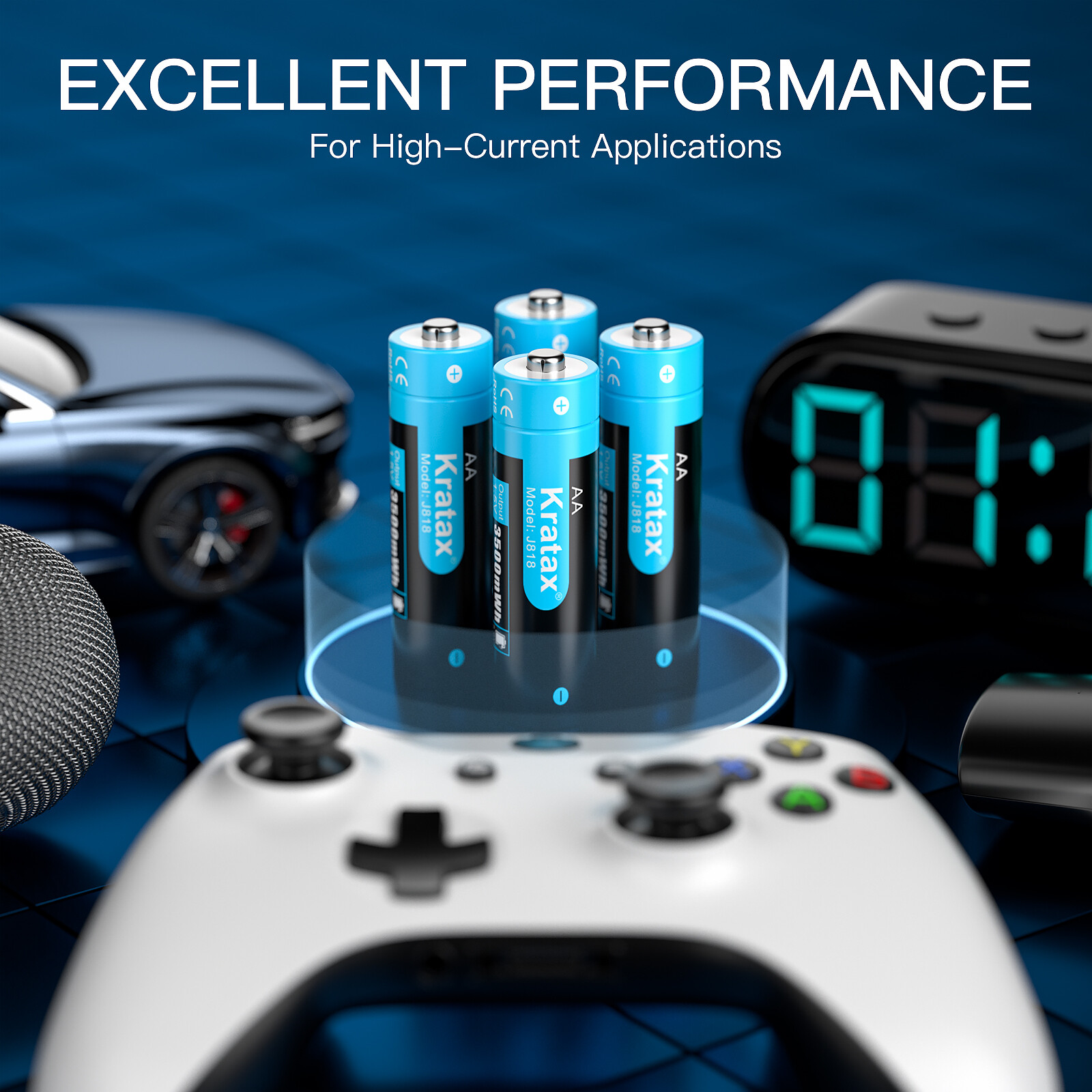 Kratax AA Rechargeable Lithium Batteries 3500mWh AA Li ion battery Fast Charger