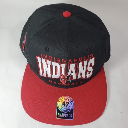 Indianapolis Indians Cap Snapback Hat Minor League Baseball 47" Brand Black Red - Picture 7 of 12