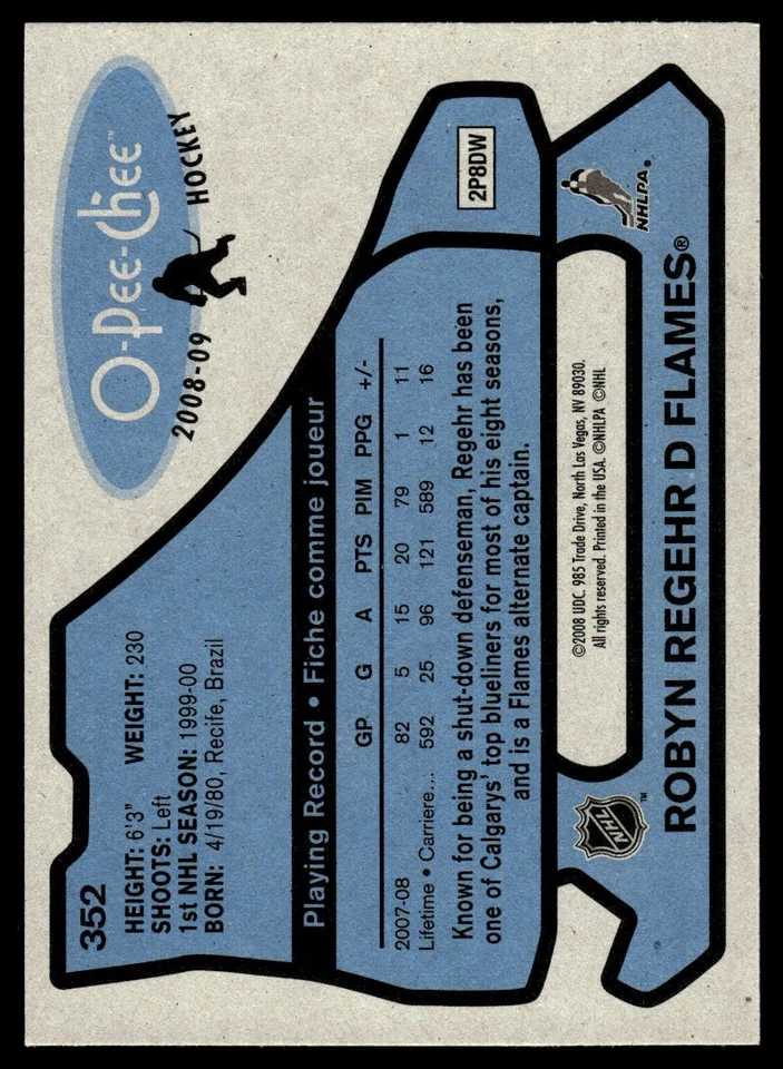 2008-09 O-Pee-Chee 1979-80 Retro Robyn Regehr Calgary Flames #352 - Image 2 of 2