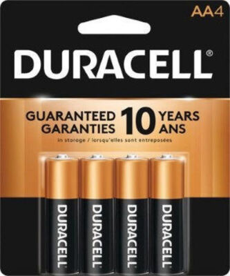 Duracell Batteries AA 4 Pack Double A Alkaline Long Lasting Performance
