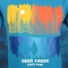 vintage 80s DEER CREEK STATE PARK SUNSET T-Shirt S/M ohio nature single stitch