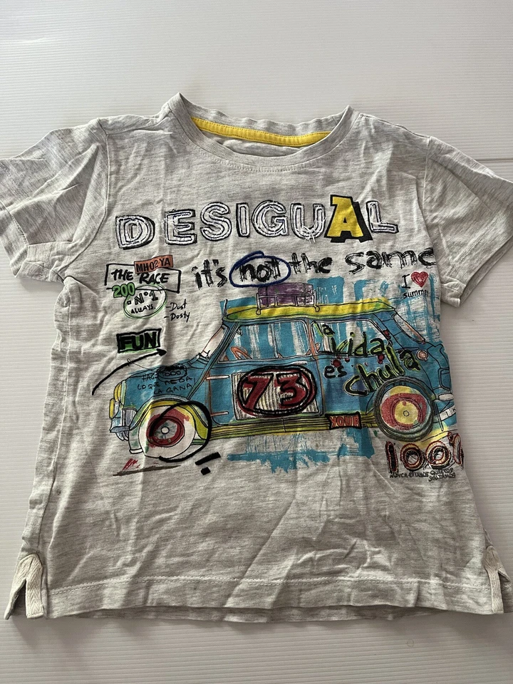 Lot Of 3 Boys Desigual Tee T-shirts Size 4 Cotton Short And Long Sleeve Graphic - Image 2 of 4