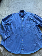 Nautica Men Long Sleeve Button-Up Shirt Blue Size XL