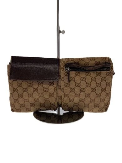 Auth GUCCI pochette taille sac fesses beige marron toile PVC 28566 GG occasion F/S