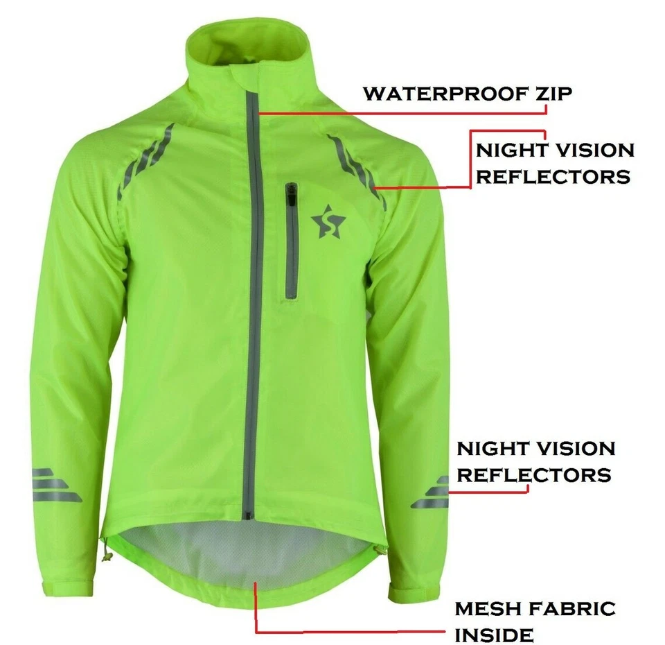 Unisex Cycling Jacket Waterproof Outwear Hi-Viz Running Bicycle Jacket  - Image 3 of 4