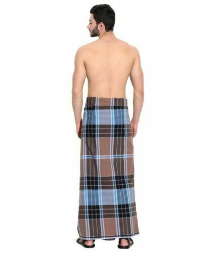 Men's LARGE Sarong Lungi Dhoti cotton Fabric 100% Cotton Free Shipping - Picture 1 of 3