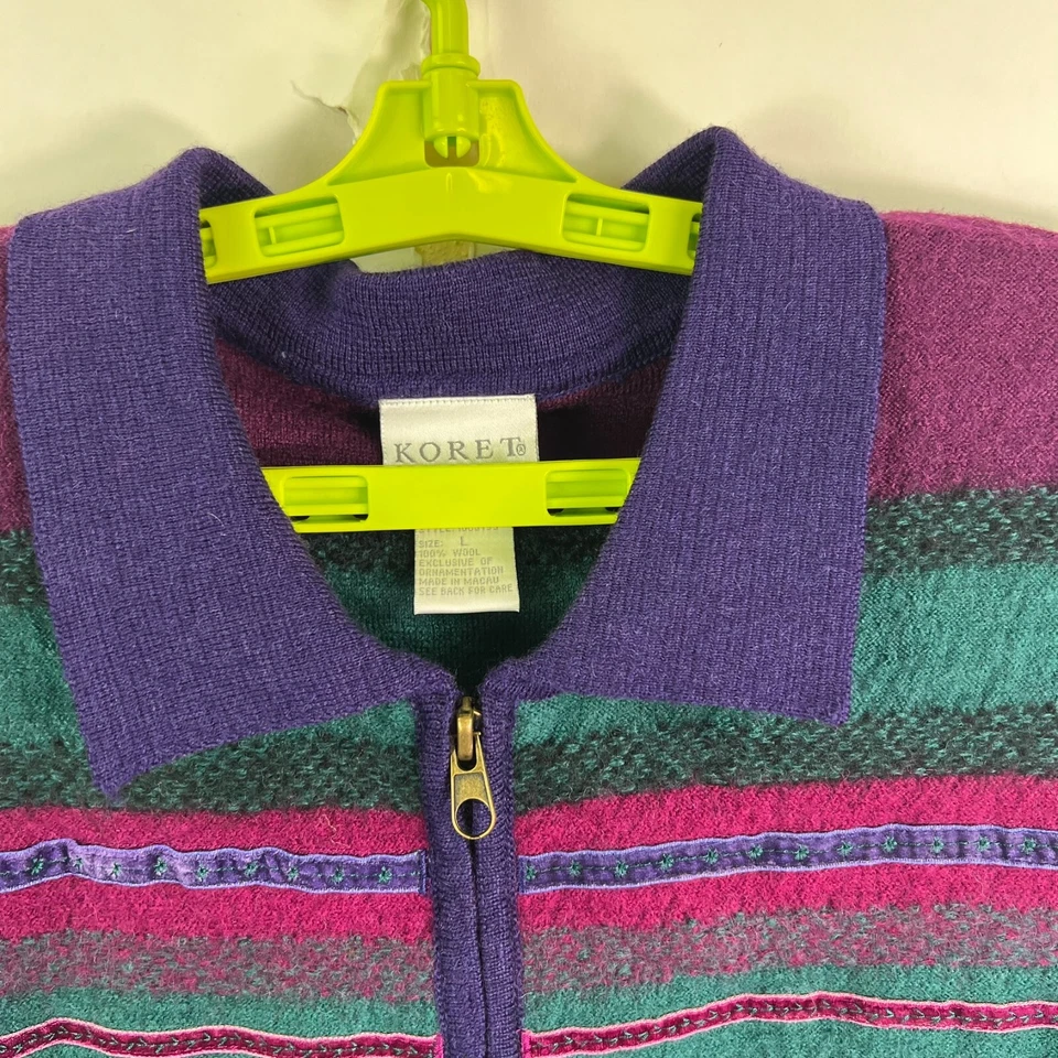 Chaqueta Abrigo Koret 100% Lana Manta Cremallera Mujer Talla L Púrpura/Turquesa Occidental Foto 4 de 4