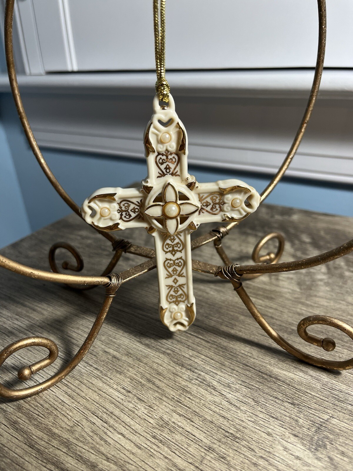 Lenox Florentine Porcelain Cross Holiday Christmas Ornament Decor