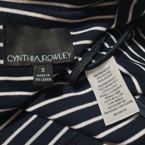 Cynthia Rowley Jacket Sz S Navy Blue White Striped Stretch Collar ButtonUp Women - Picture 8 of 8