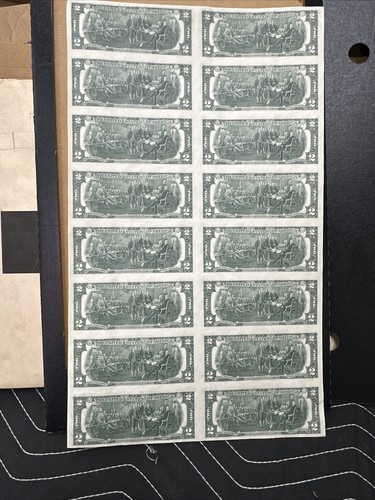 1976 non tagliato, foglio da 16, banconote da 2 dollari anno bicentenario - Foto 9 di 14
