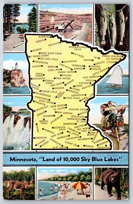 Missouri State Map~Key To Views~Willow Springs~Clinton~Sikeston~Vintage Linen PC