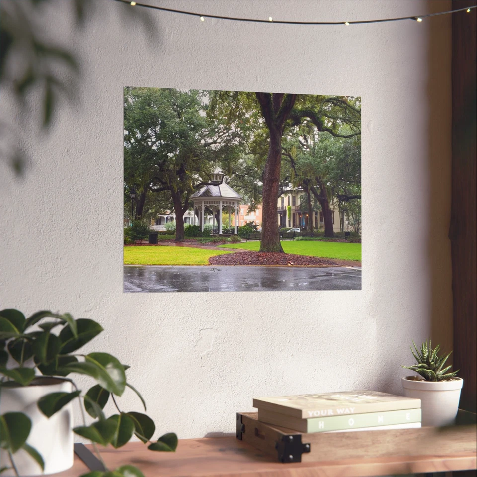 Savannah Gazebo 方形 | 海报 20 英寸 x 16 英寸 | 家庭、办公室墙面装饰 | — 第 2/3 张图片